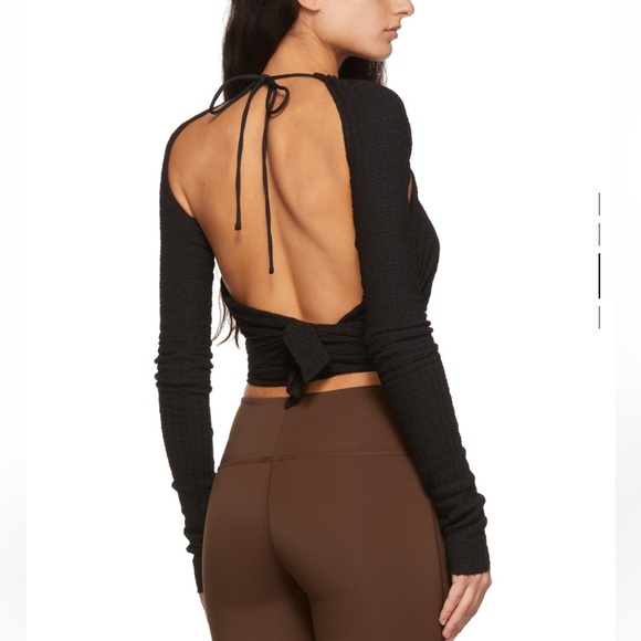 Danielle Guizio black long sleeve wrap top - Picture 3 of 7